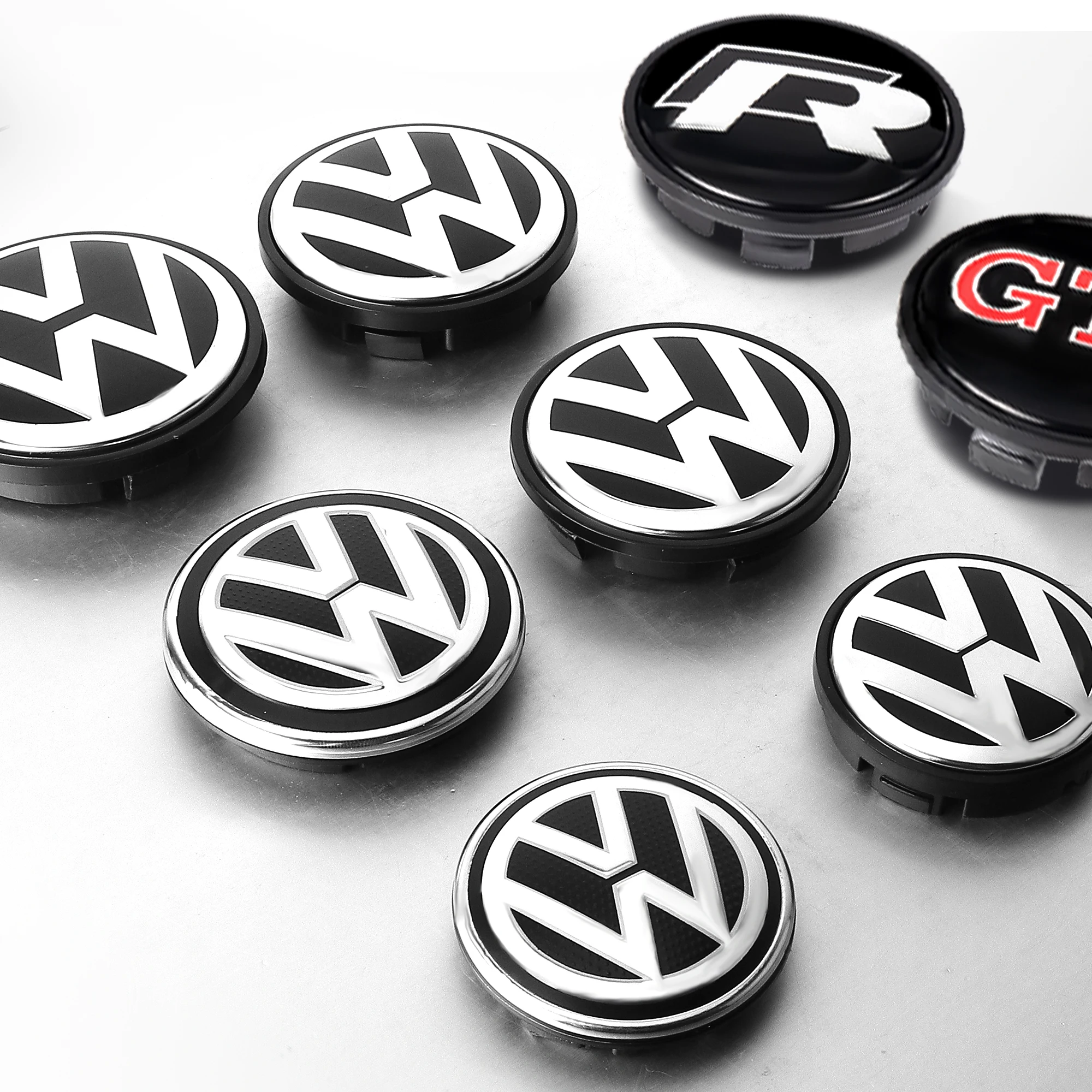 Original 56mm 65mm 66mm Car Wheel Center Hub Caps Covers For Volkswagen VW R GTI Emblem Auto Badge Hubcaps Decoration Accessorie