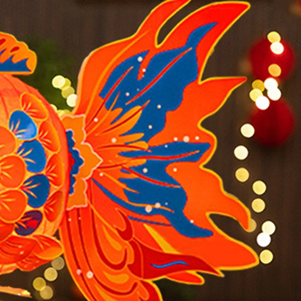 Fish-Shaped Mid-Autumn Festival Fish Lantern Handmade with Led Light Handheld Fish Lantern Material Package Blessings
