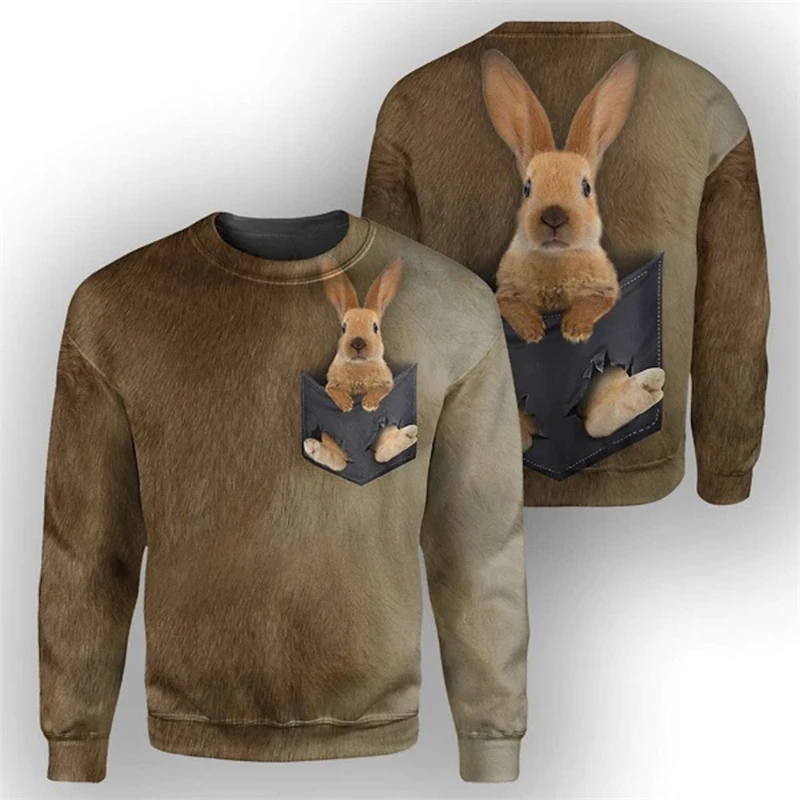 Rabbit Cat Wolf Animel 3D Printed Man Female Outwear Pullover Sweater Casual Fashion Jumper Top Autumn Sweatshirt Men Clothing