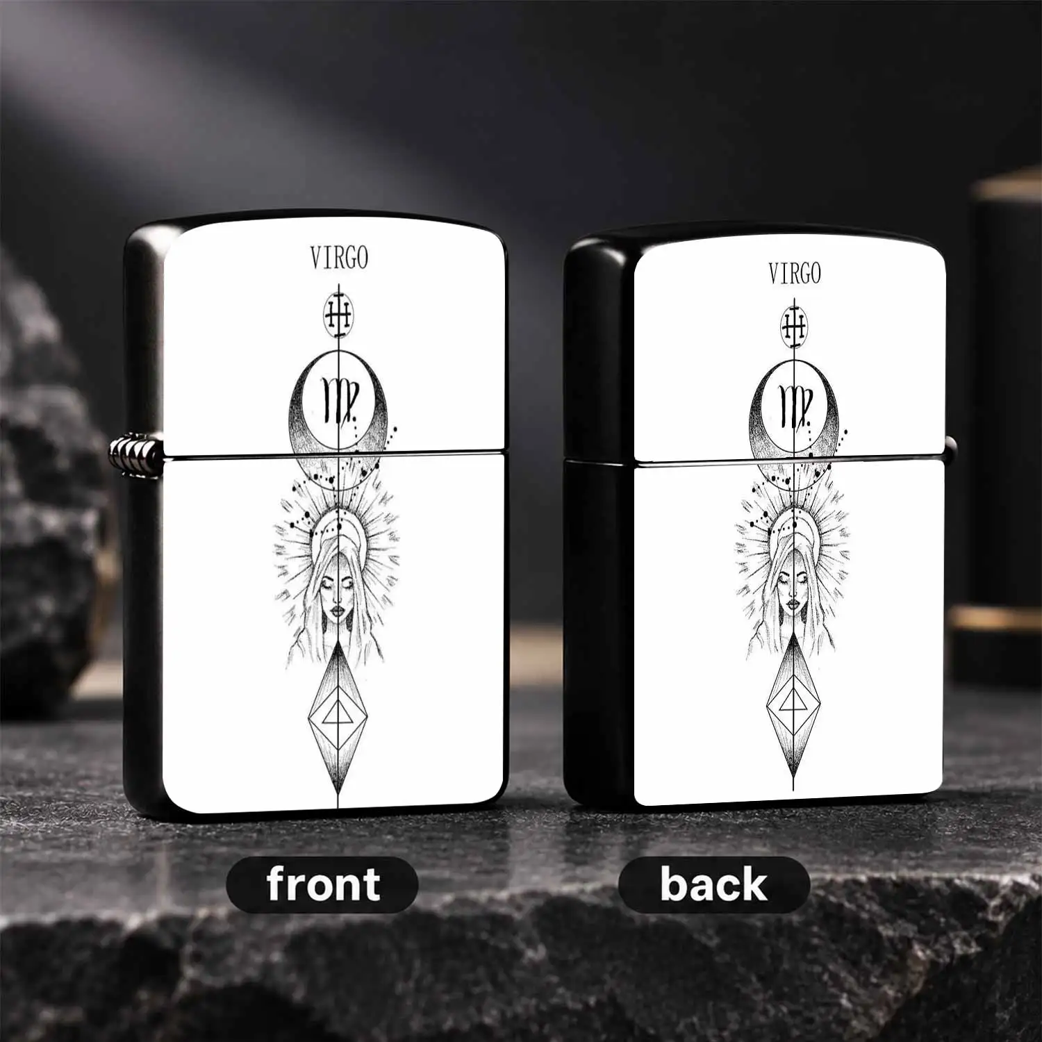 Virgo Zodiac Themed Portable Lighter, Vintage Hand-Drawn Astrology Symbol Decor, Full Scenario Applicable For Daily Commute Outdoor Activities, Unique Creative Gift Choice, Exquisite Niche Stylish Practical Accessory With Aesthetic Vibe A H