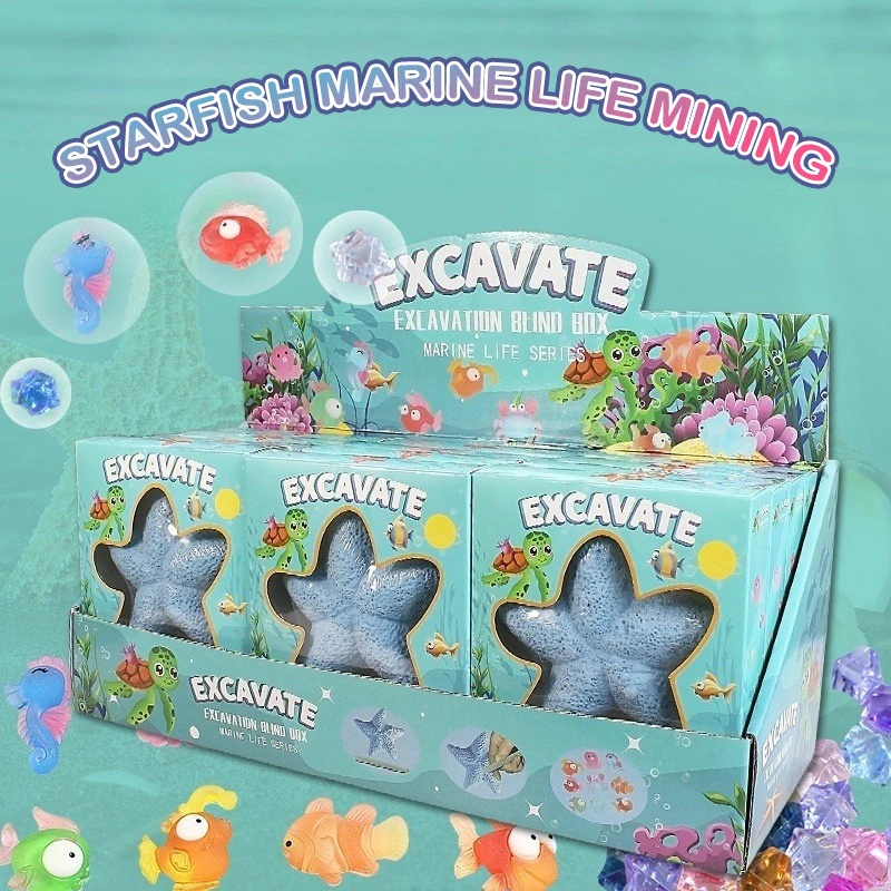 

Diy Gemstone Excavation Kit Featuring Starfish Design Marine Life Science Toy For Holiday Gift