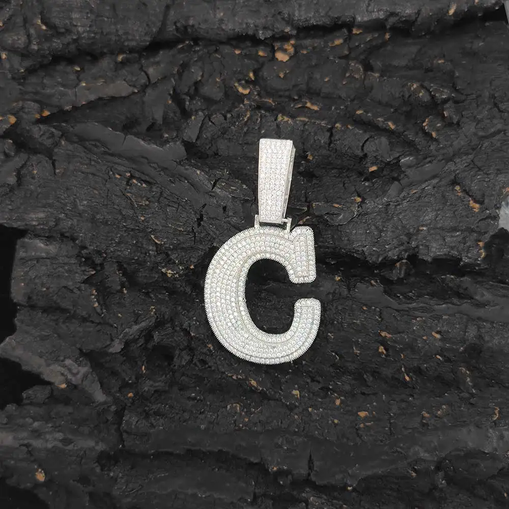 New Style Capital Full Zircon Letter Custom Iced Out Pendants Charms Diamond Necklace Custom Hip Hop Jewelry For Men Women