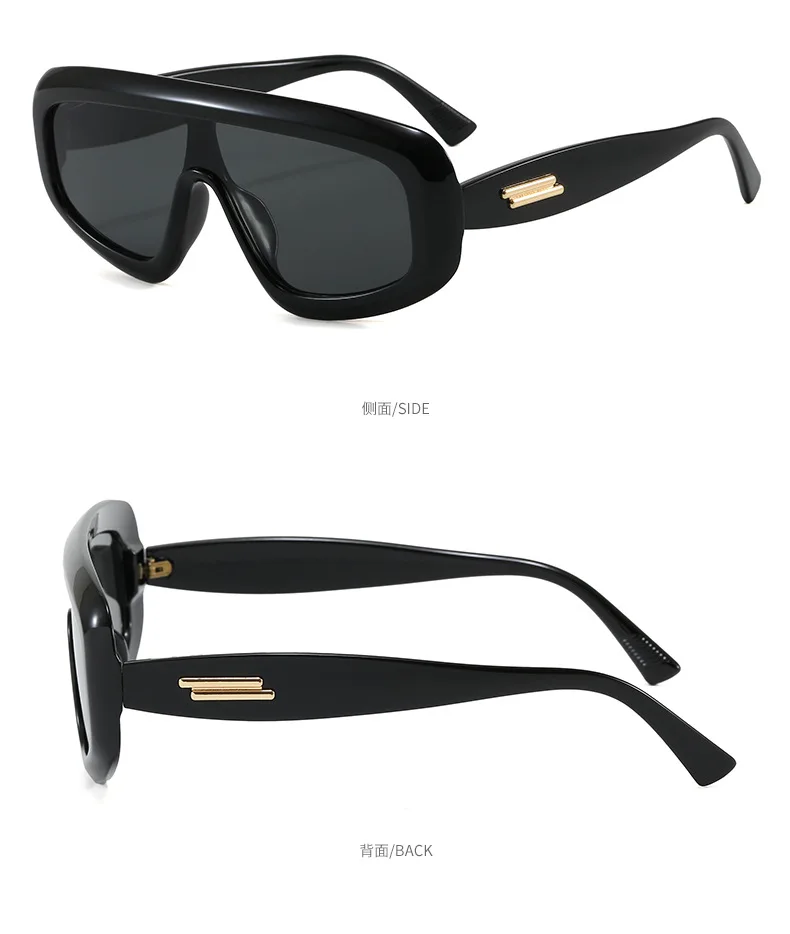 Vintage One-Piece Quadratische Sonnenbrille für Damen Neue Mode Schwarze Verlaufsgläser Übergroße Sonnenbrille für Herren Retro Gestreifte Fahrbrille – Detail 14