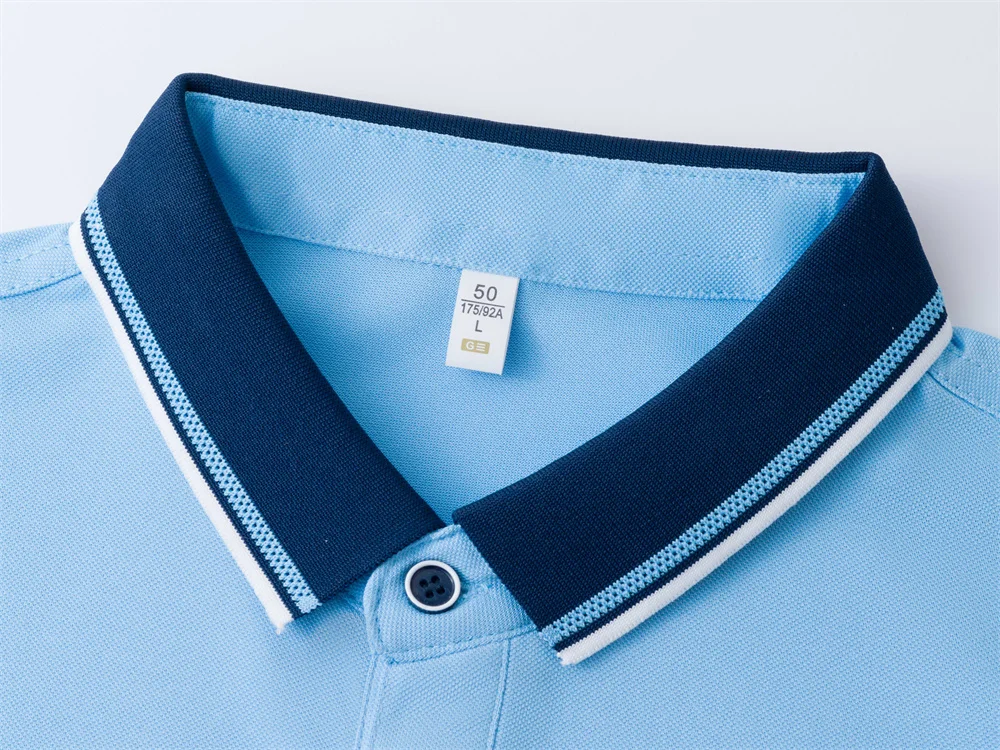 2025 New Style Contrast collar Polo Shirt Slim Fit Short sleeved Lapel T-shirts Breathable Business Smart Golf Shirts Summer