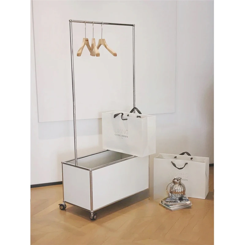 Medieval clothes rack module cabinet steel clothes rack with geometric elements for accommodating movable lockers