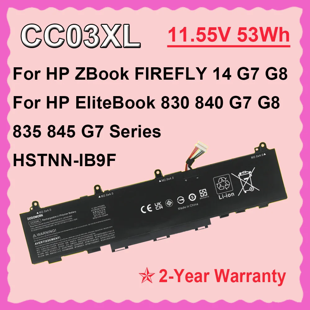

Laptop Battery CC03XL FOR HP ZBook Firefly 14 EliteBook 830 835 840 845 G7 G8 Series HSTNN-IB9F HSTNN-DB9Q 11.55V 53Wh In Stock