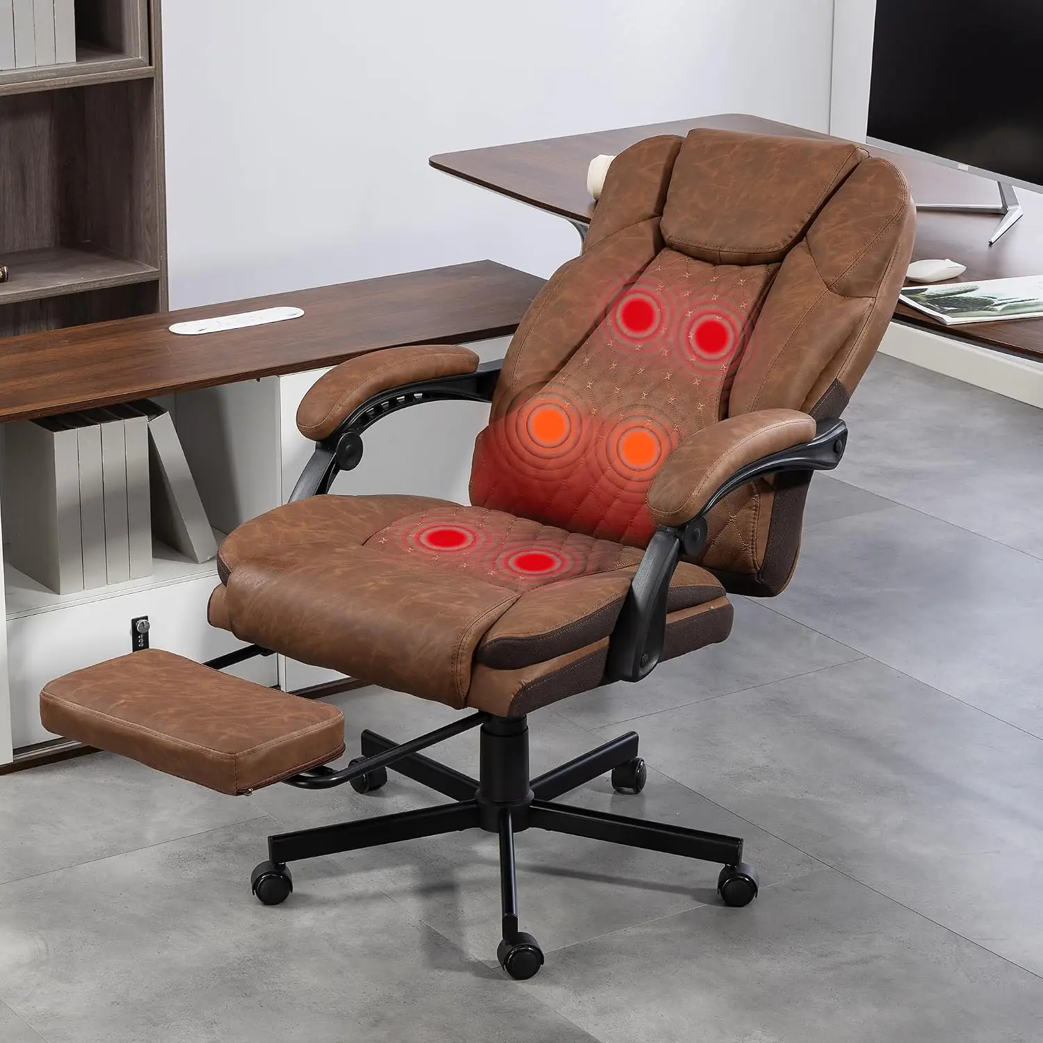 Massage Office Chair with Foot Rest, 6 Points Vibration Heating Executive Chairs Ergonomic Home Office Desk Chair, Customized