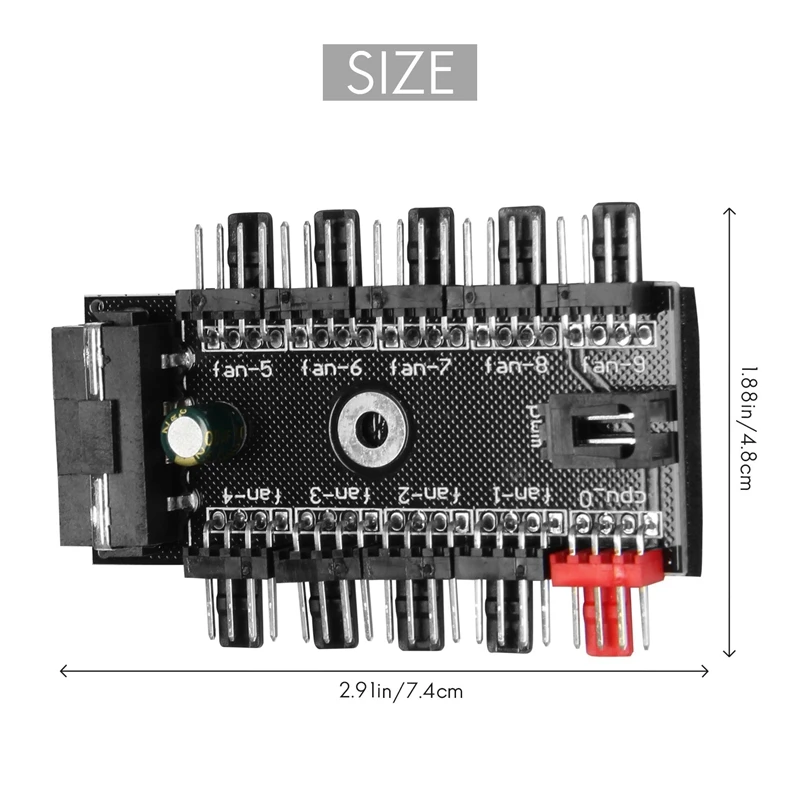 10 Port PC Chassis Fan Hub CPU Cooling HUB 12V 4 Pin Fan PWM Hub Molex Controller