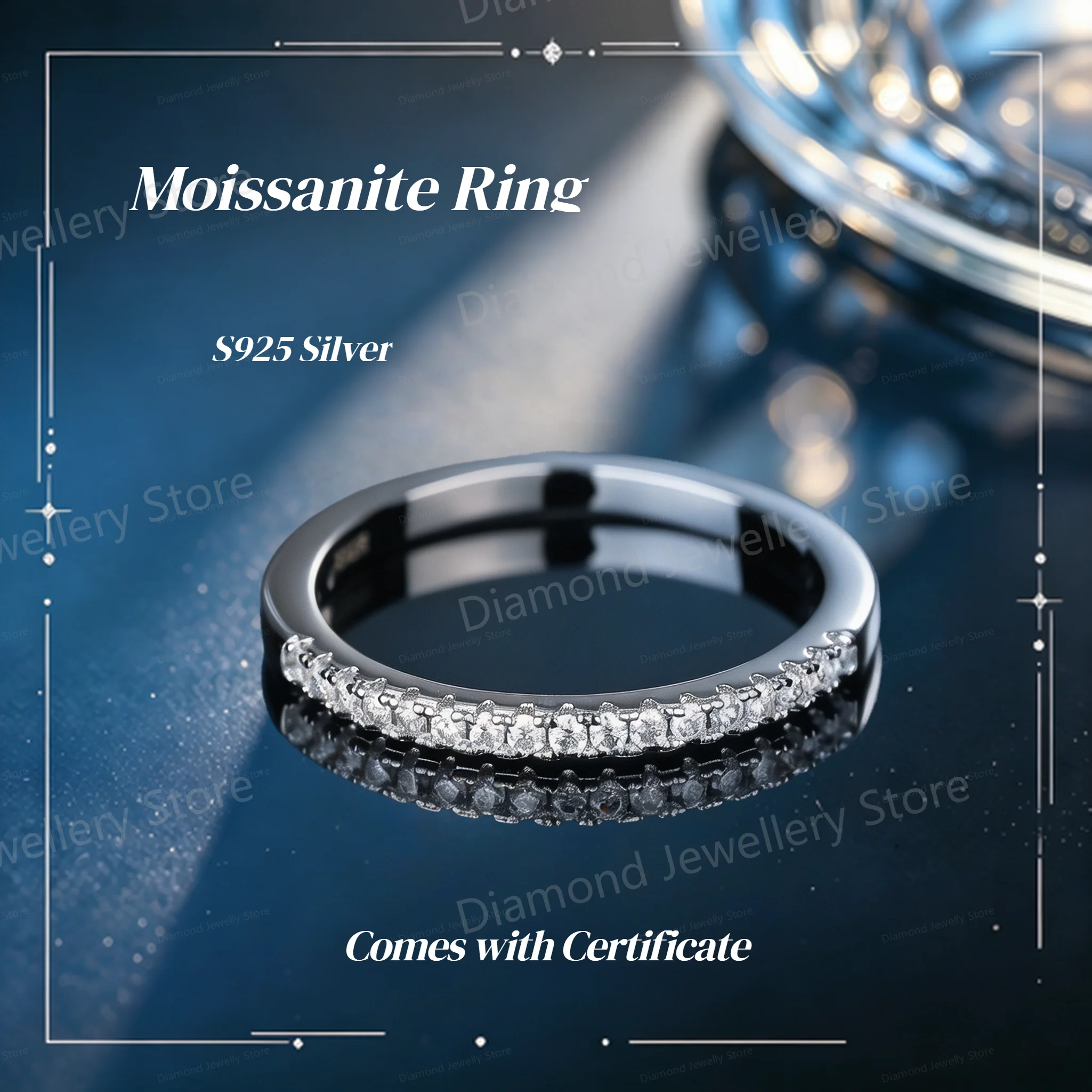 

S925 Sterling Silver With GRA Certificate Luxury Moissanite RingSparkling Band Women Man Party Birthday Engagement Anniversary