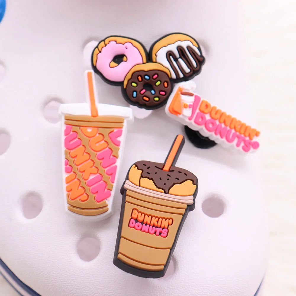 Wholesale 50Pcs Mix Food Donuts Coffee Drinks Garden Shoe Charms Kids Button Accessories DIY Cute Wristband