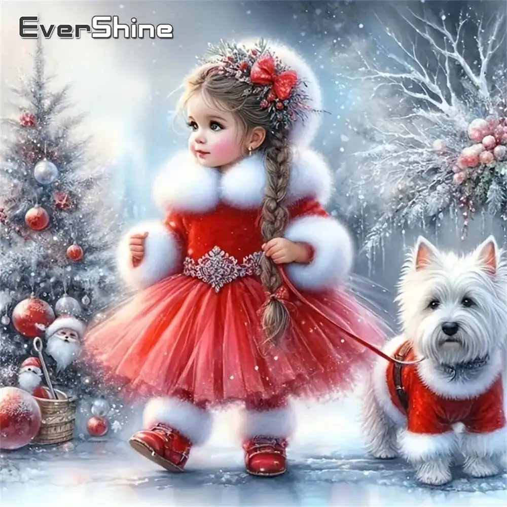 Evershine Diamant-Gemälde, Hund, Tier, Cartoon, komplett, quadratisch, rund, Diamant-Mosaik, Badezimmer, DIY-Bastelset, Heimdekoration