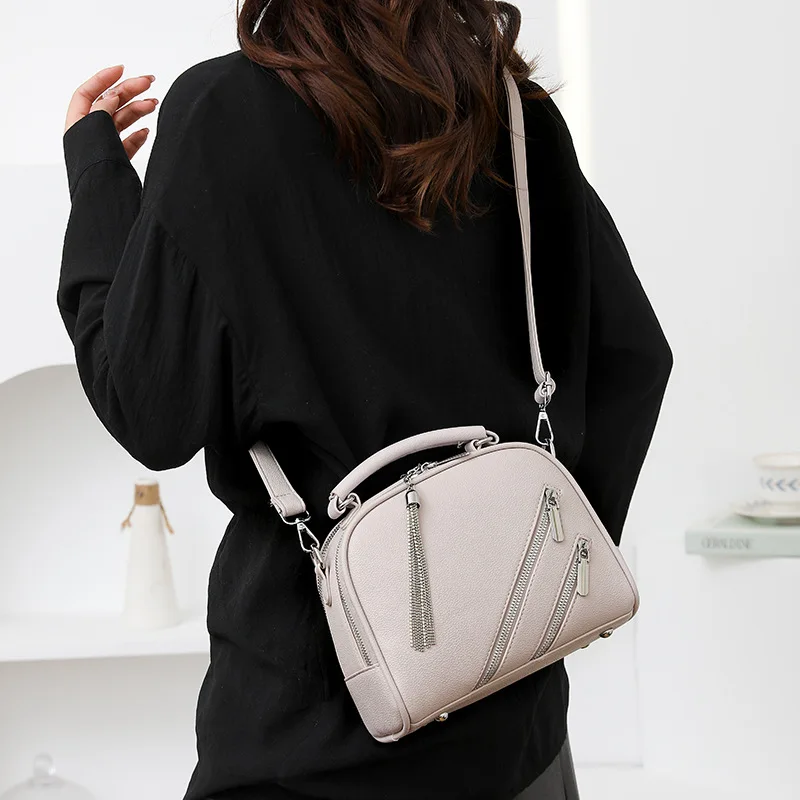 

Pure Color Pu Leather High-End Feel Casual and Simple Work Commuting One Shoulder Crossbody Handbag for Women
