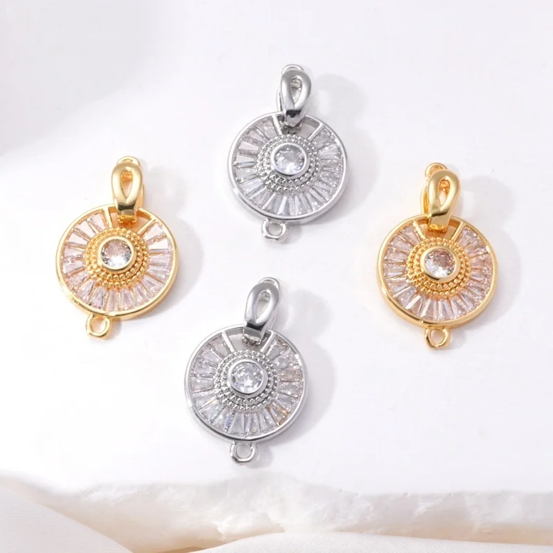 

1 Copper Inlaid T Square Zirconium Large Disc Pearl Necklace Connecting Buckle Accessorie DIY Jewelry Making Materials Wholesale