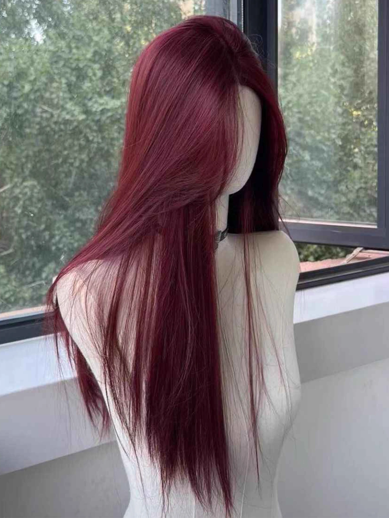 Red Wig Long Straight Lace Front Wig for Woman Nature Synthetic Lace Wigs for Cosplay Daily Use Heat Resistant Headband Wigs image 6