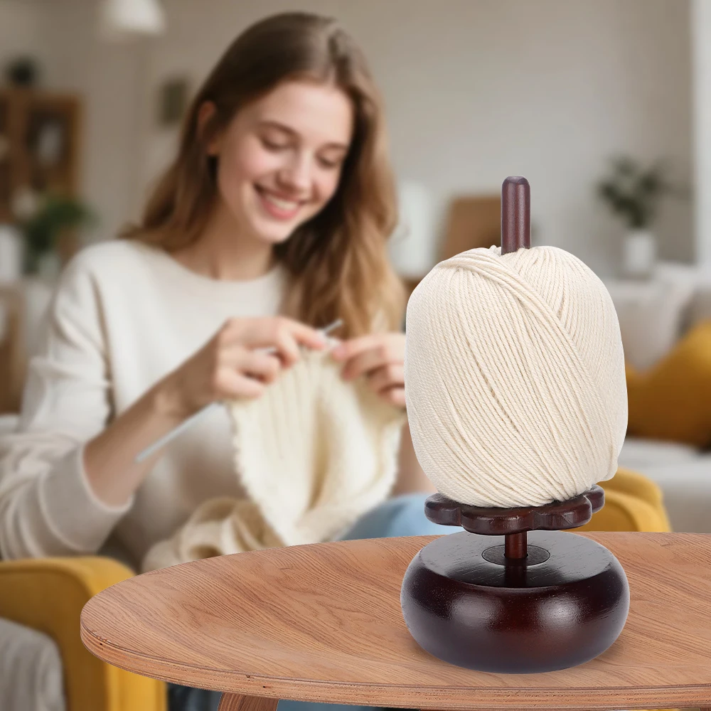 

Premium Wood Yarn Holder with 360° Twirling levitation design for Various Thick & Fine Yarns, DIY Crocheting & Knitting Craft