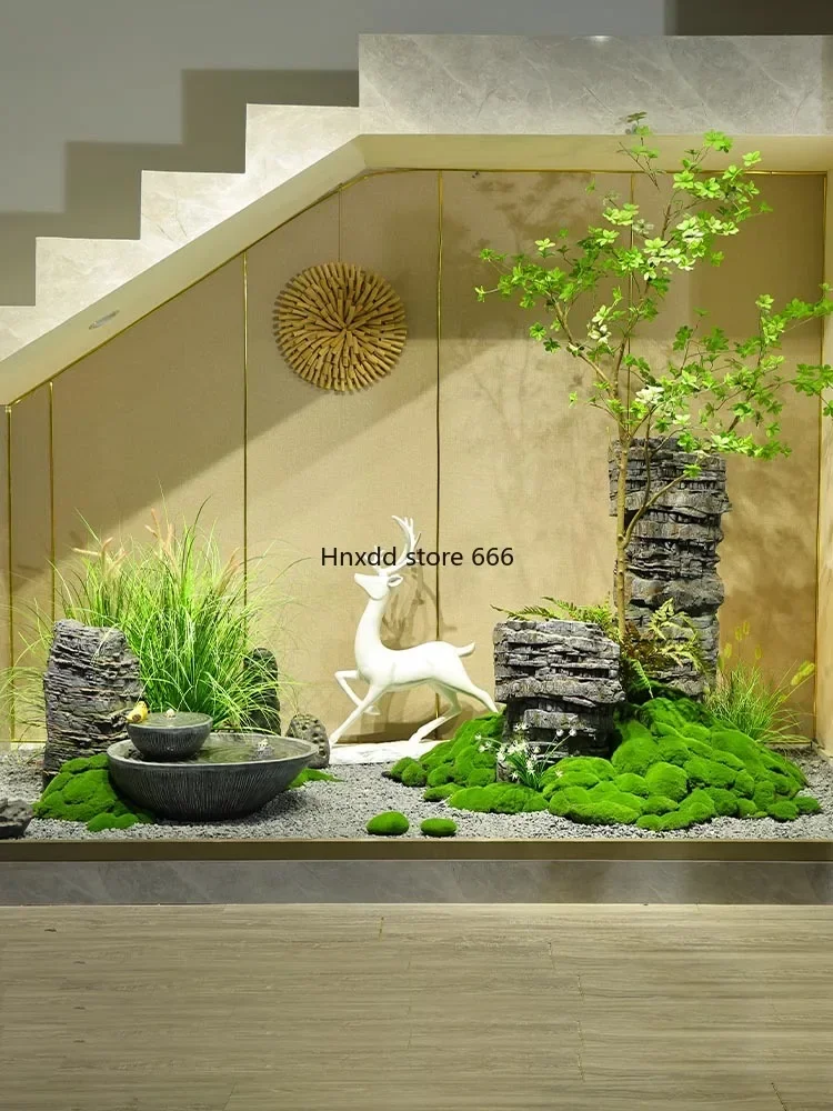 Landscape simulation green plant maple landscaping combination living room rockery stone decoration landing