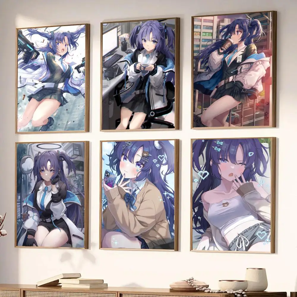 Anime Game Blue Archive Hayase Yuuka Poster Stickers Living Room Bedroom Entrance Cafe Wall Art Decoration Painting