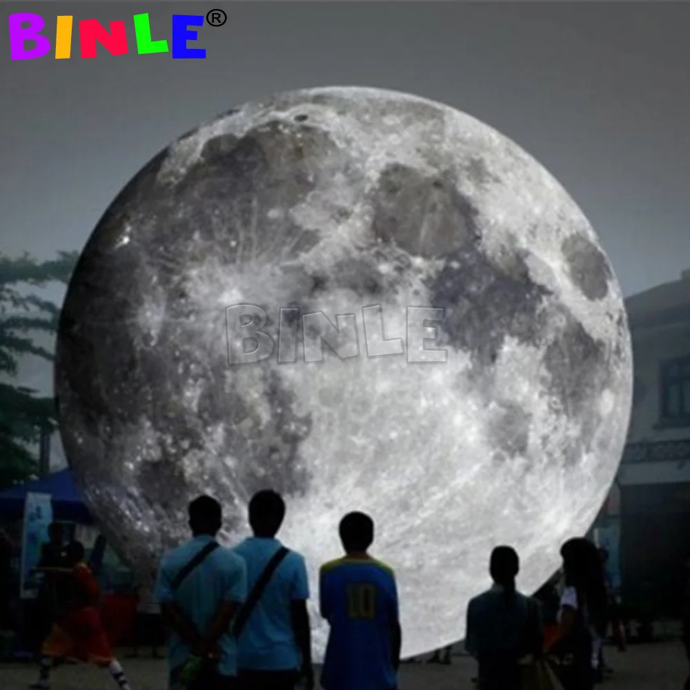 High Definition 3meters Air Blown Giant Inflatable Moon Ball With Led Light Outdoor Decorations Inflatable RGB LED Moon Balloons