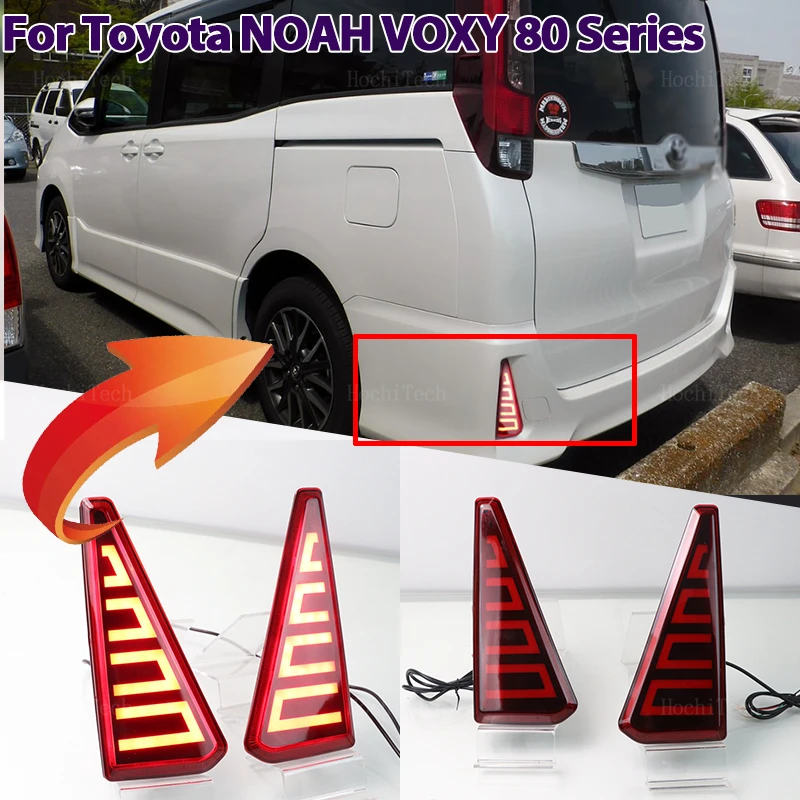 

2PCS Car flashing LED Reflector Lamp Rear Fog Lamp Bumper Light Brake Warning Light For Toyota NOAH VOXY 80 Series