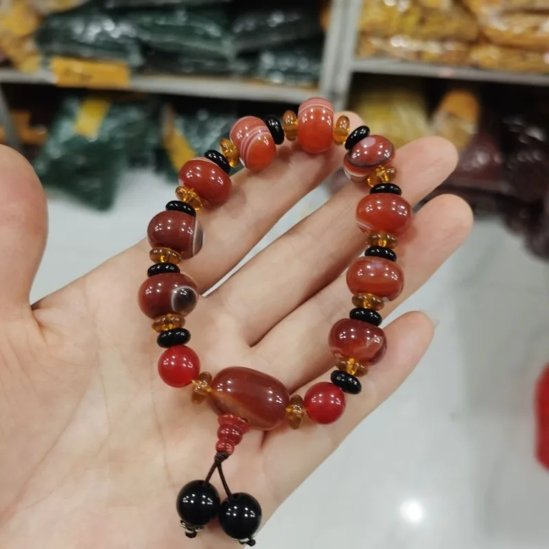 Natural Silk Agate Apple Bead Chalcedony Bracelet Fashion Men's and Women's Transshipment Bracelet Jewelry