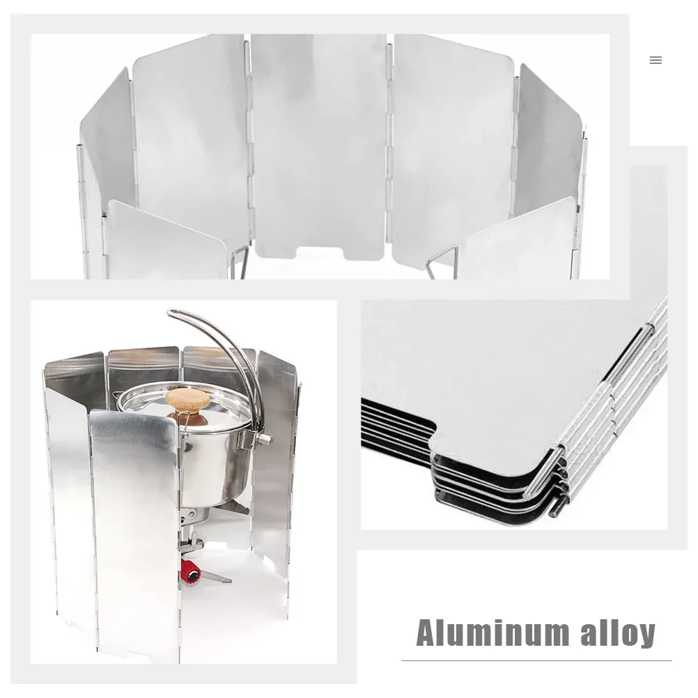 

Foldable Barbecue Windshield Outdoor Camping Lightweight Aluminum Alloy Adjustable For Burner Stove Bbq Camping Supply