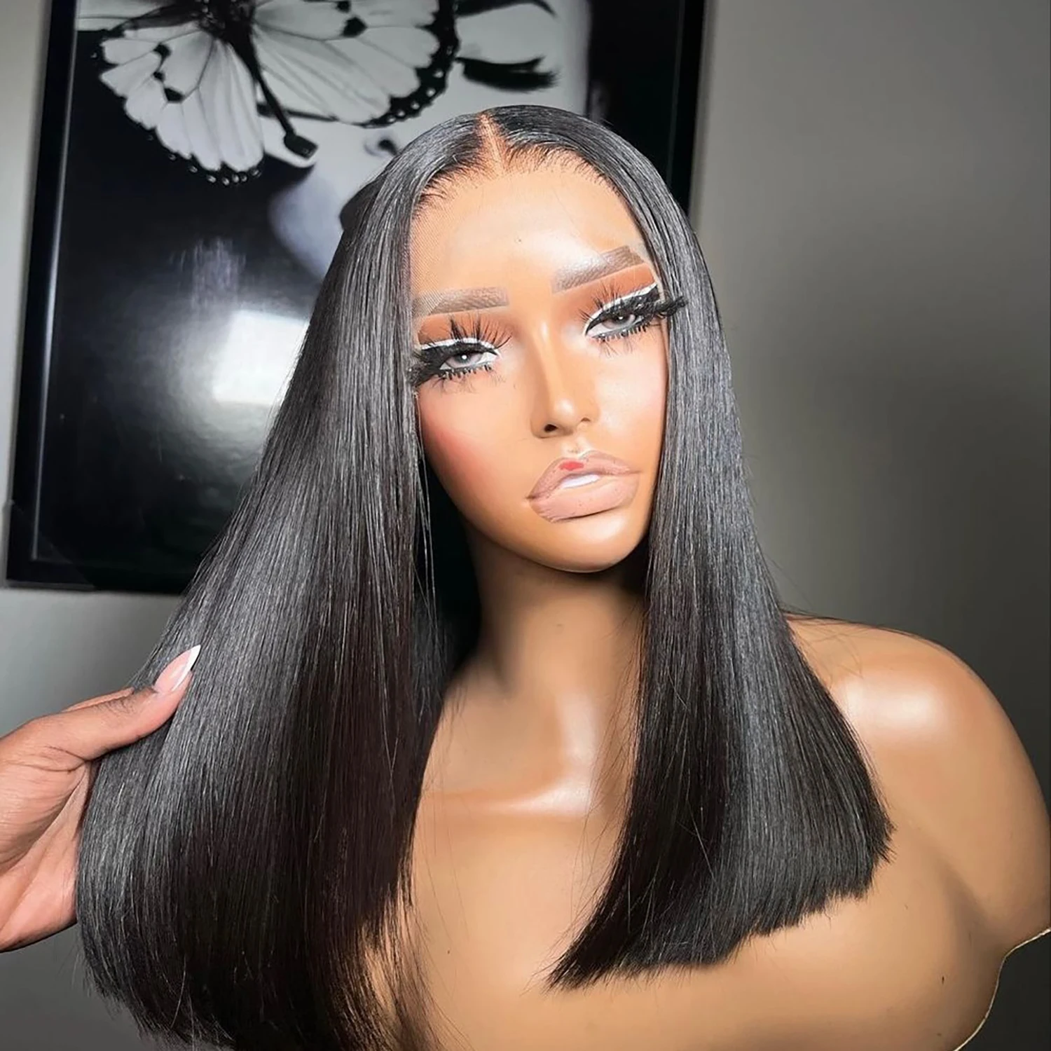 

13x4 прямой парик-боб с кружевной передней частью, без клея, короткий парик-боб HD 4x4 с кружевной передней частью, из 100% натуральных волос, предварительно выщипанный, в продаже