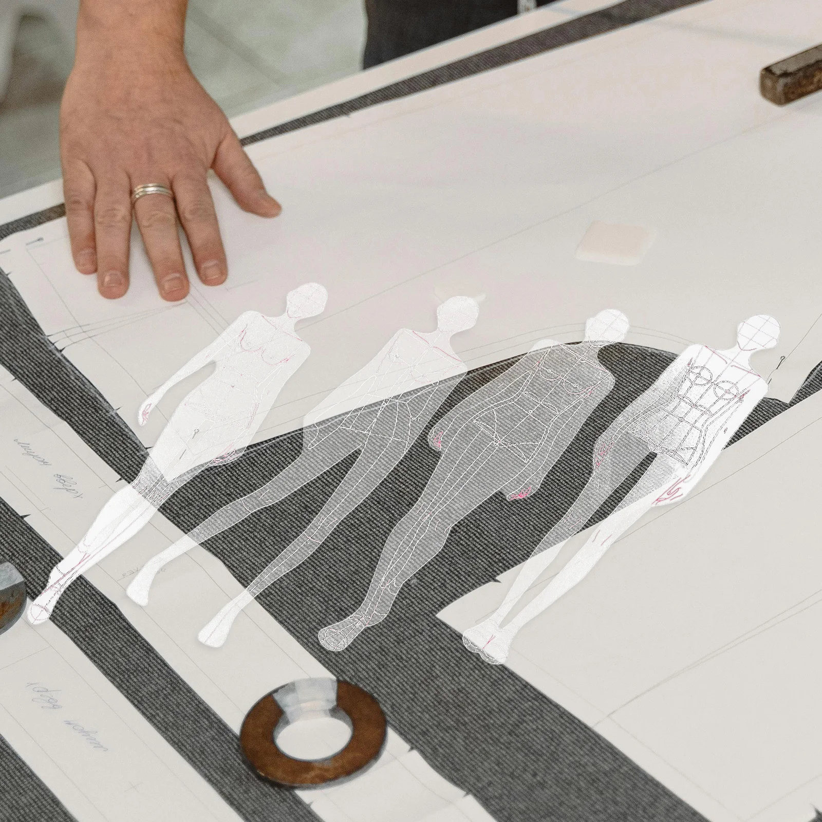 1 مجموعة قياس منحنى حاكم أنثى تصميم الإنسان دائم خفيفة الوزن الملابس التدقيق حاكم خياط الخياطة رسم خليط #2