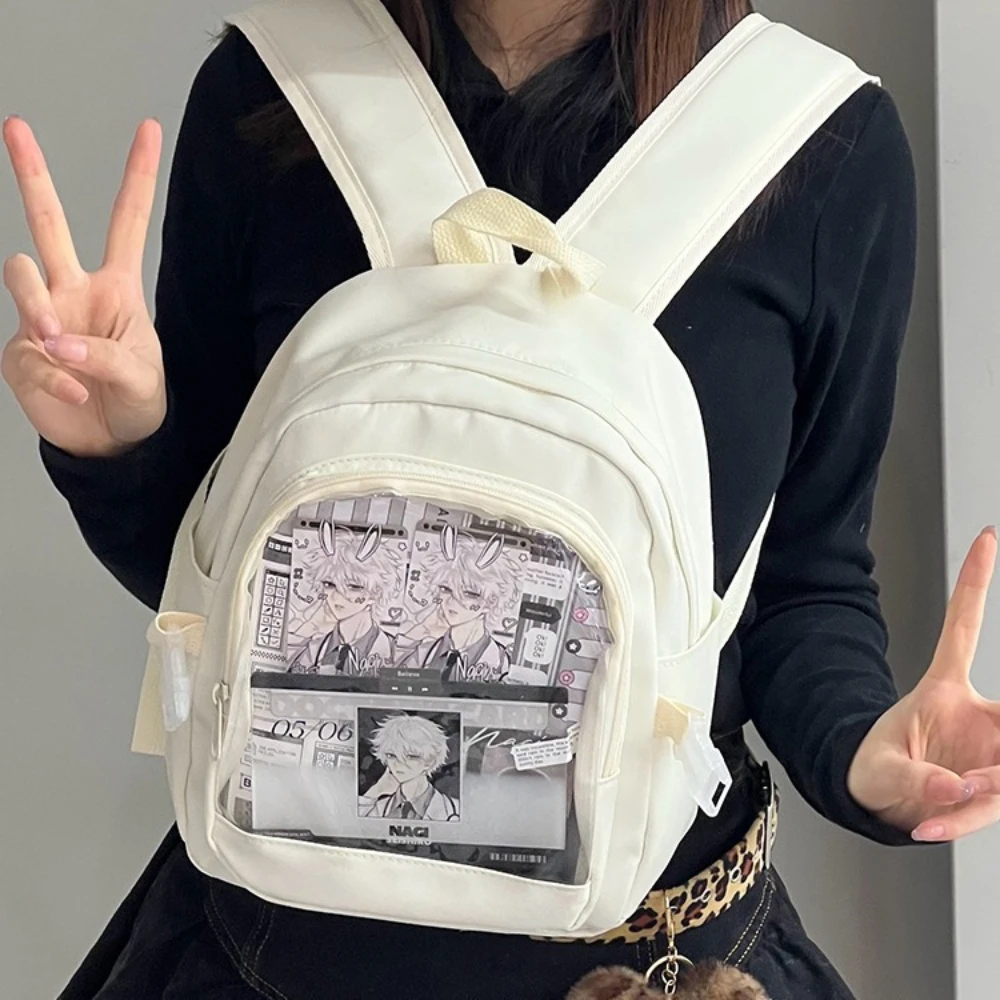 شارة شريطية شفافة يومية، حقيبة ألم منخفضة الشهية ثنائية الأبعاد، حقيبة مدرسية للطلاب، حقيبة ظهر كاجوال متعددة الاستخدامات لطلاب الجامعات