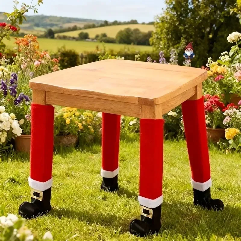 1-20PCS Xmas Chair and Table Leg Covers Embroidered Stool Foot Protectors for Christmas Hotel Restaurant Holiday Home Decoration