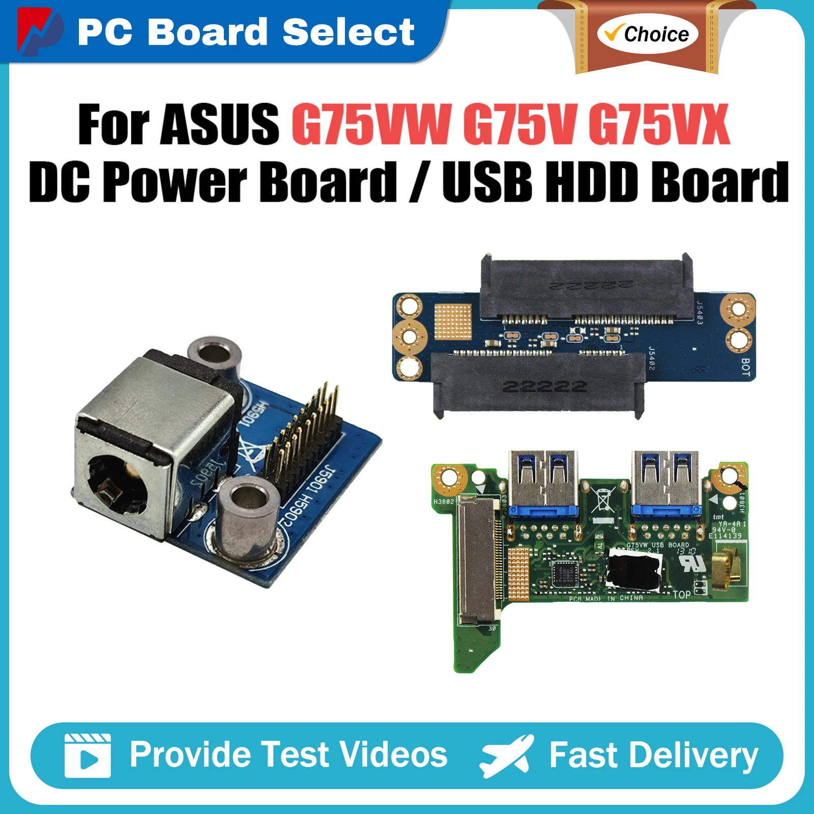 

DC Power Jack Board or USB/HDD Hard Drive board For ASUS G75VW G75V G75VX 100% Tested Fast Ship