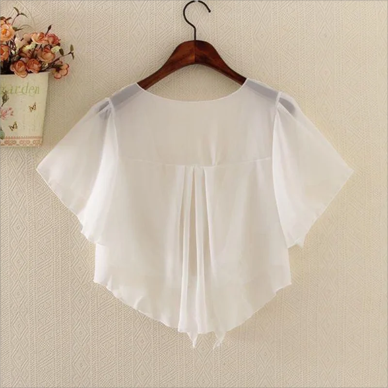 Woman Sun Screen Cardigan Spring Summer Top Korean Fashion Short Loose Thin Chiffon Air Conditioning Shirt