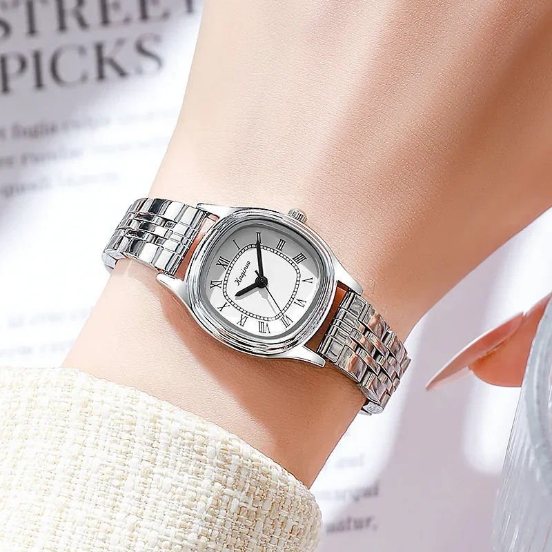 

Модные женские часы с квадратным римским циферблатом, простой дизайн, кварцевые часы, роскошные наручные часы из нержавеющей стали, дропшиппинг, Relógio Feminino