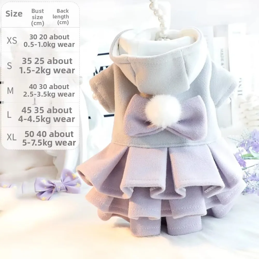

Fashion Autumn Winter Outfit Pet Dog Clothes Teddy Bear Woolen Pet Coat Dog Dresses Tutu Skirt Cat Princess Skirt for Small Dogs