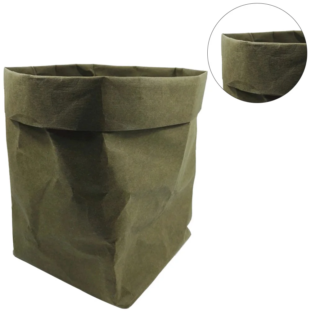 

2Xl Washable Kraft Paper Storage Bag Reusable Organizer For Flowerpot Laundry Stationery Container Decorative Paper Bag Garden
