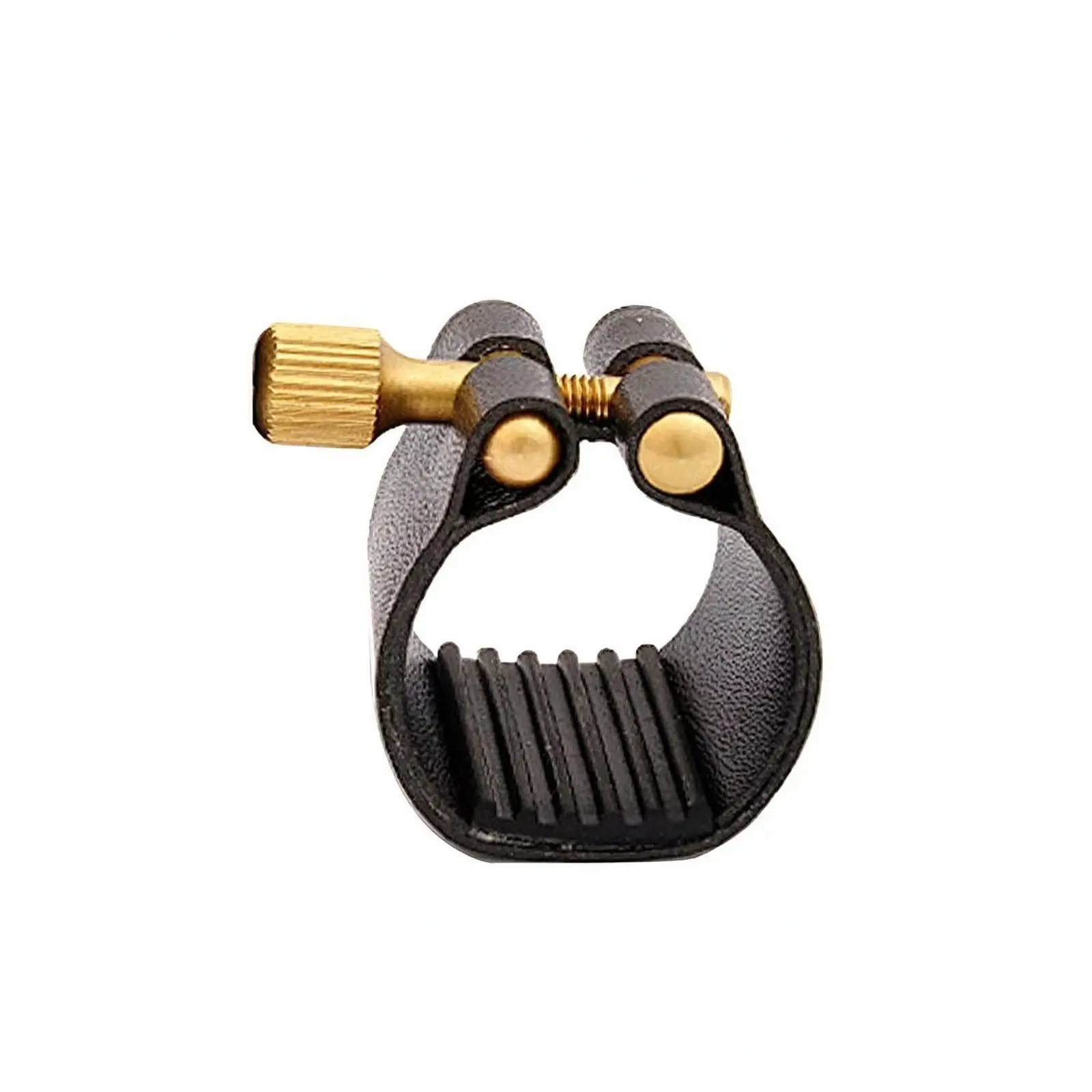 Woodwind Saxophone Ligature Leather Ribbed Pressure Section for Alto Tenor Clarinet Reed Secure Mounting Clip