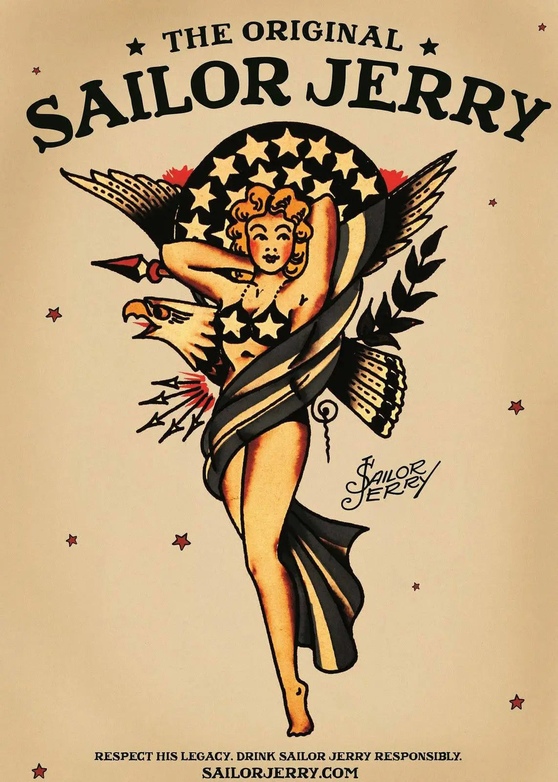 Sailor Jerry Tattoo Vintage Art Film Print Silk Poster Home Wall Decor