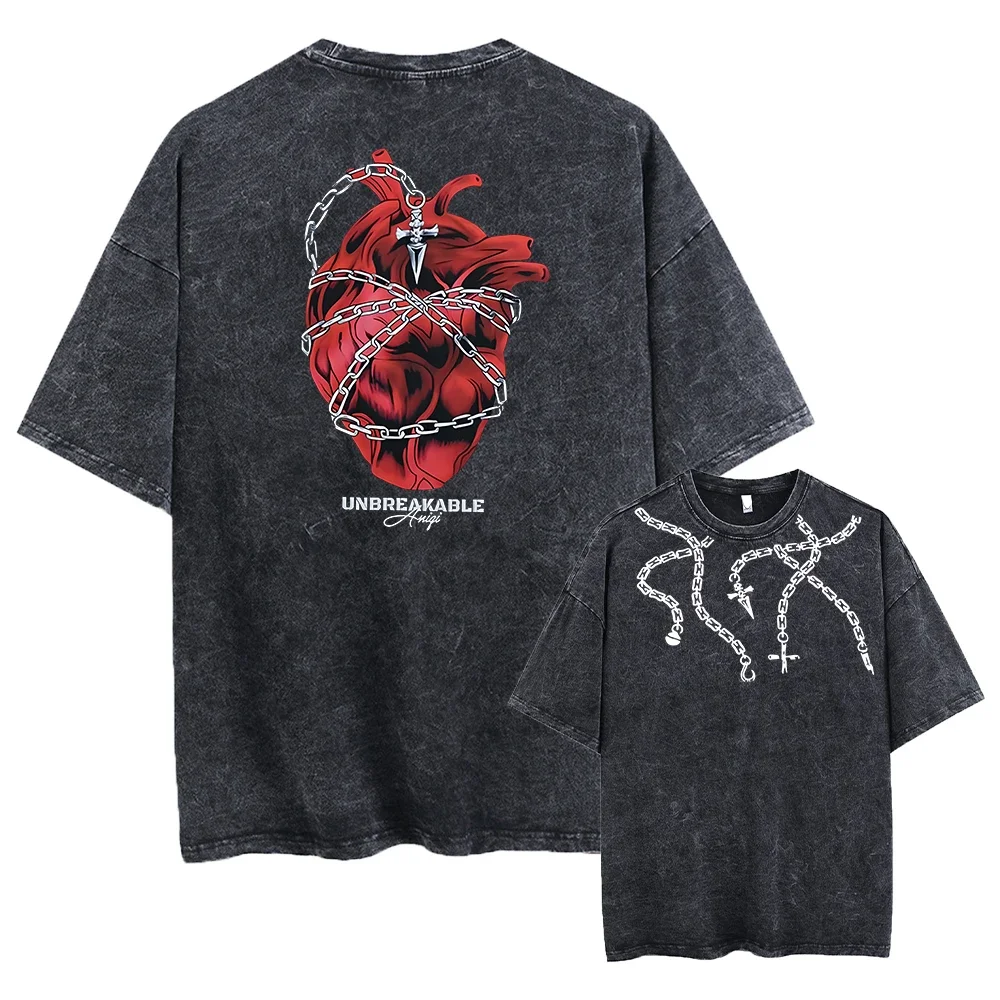 

Anime Hunter X Hunter Washed Tshirt Graphic Hip Hop Vintage T Shirt Men Women Harajuku Cotton Casual Short Sleeve Tshirt