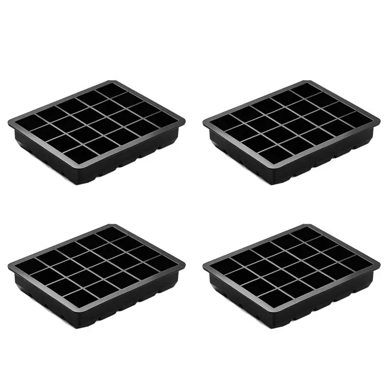 A53Q-4X Silicone Ice Cube Trays 1Inch Ice Tray Small Cube, 40 Cavities Square Ice Cube Mold For Chilling Cocktail Making Ice