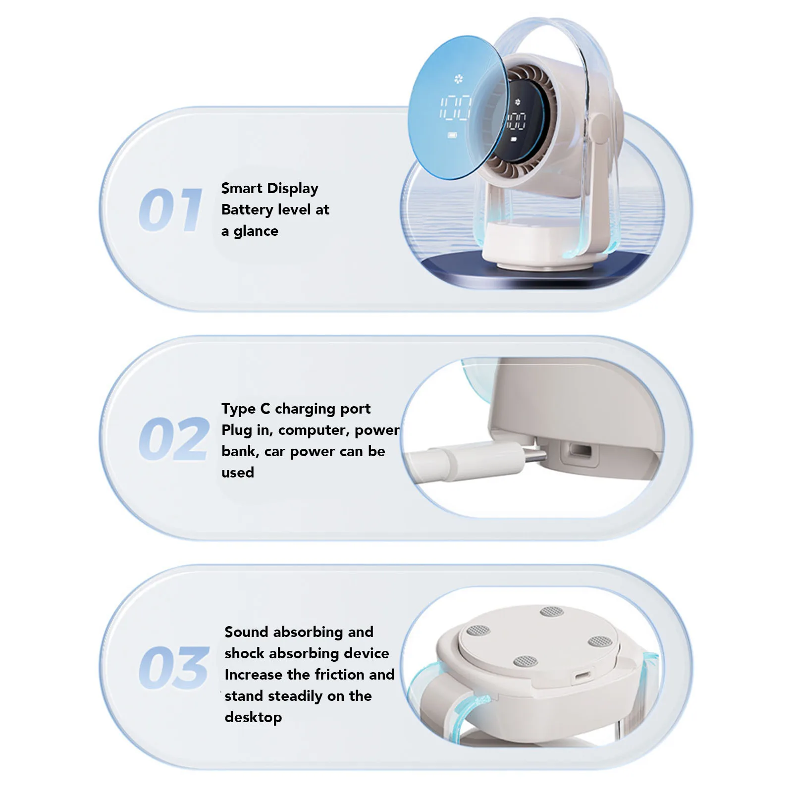 Desktop Oscillating Fan 100 Speeds Quiet Rechargeable Long Battery Life High Speed Desk Air Circulator Fan for Indoor