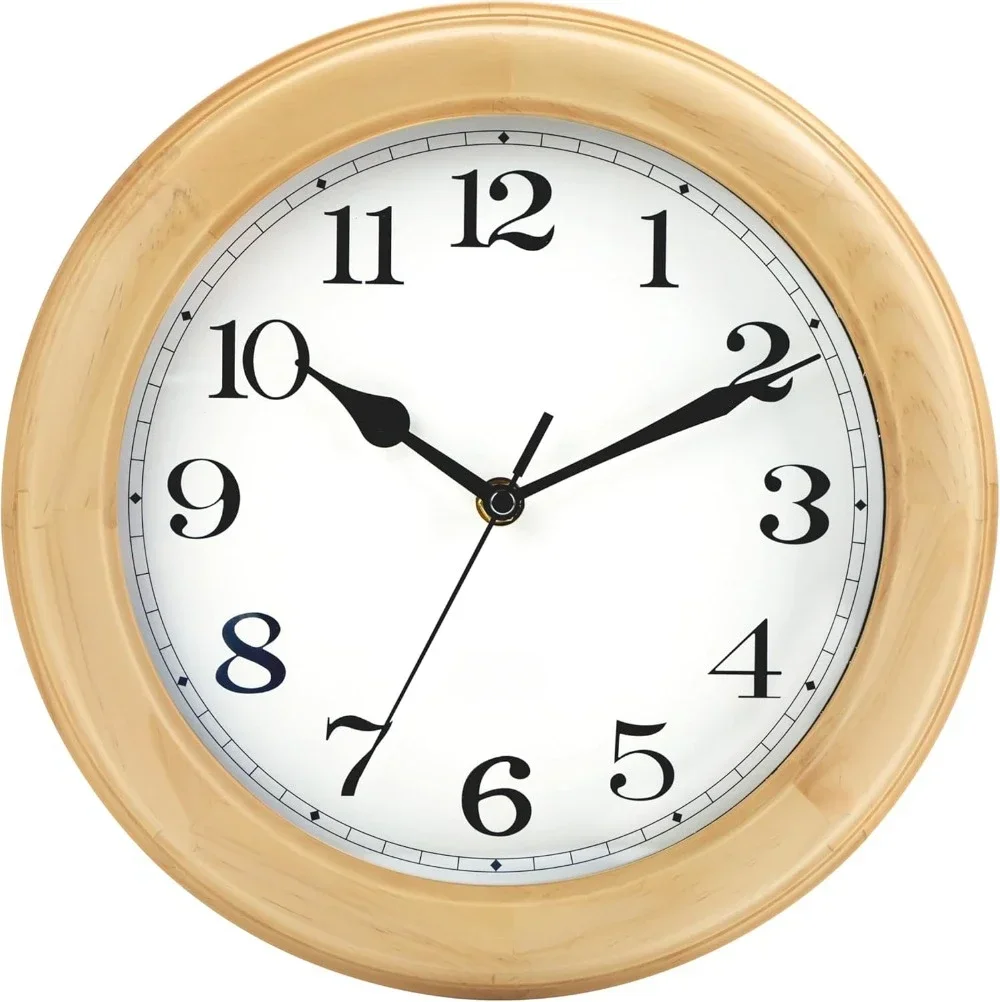 

Wooden analog wall clock, 11 inch round wall clock Battery made silent non-ticking, large Roman numerals