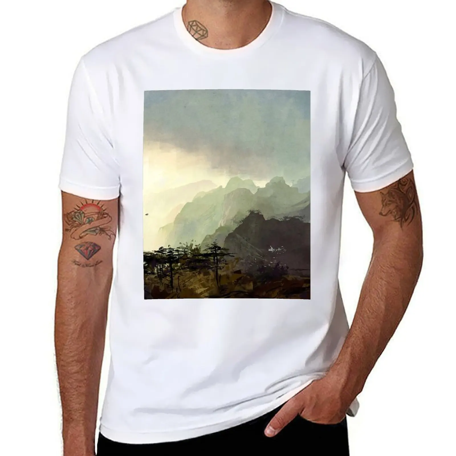 

Misty Mountain T-Shirt cotton t shirt pack man tshirt T-Shirt