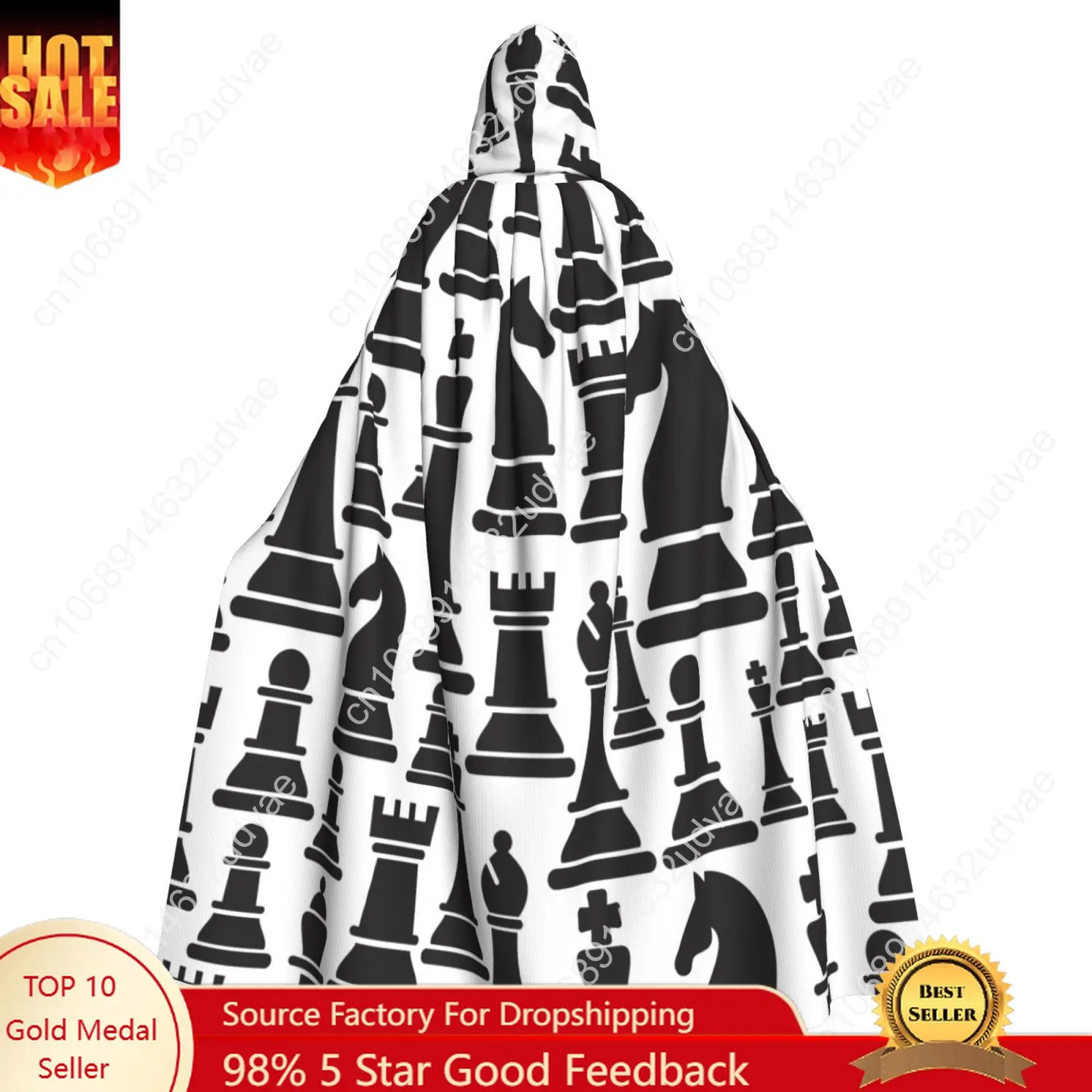 

Hooded Cloak Unisex Cloak with Hood Chess Pieces Cloak Vampire Witch Cape Cosplay Costume