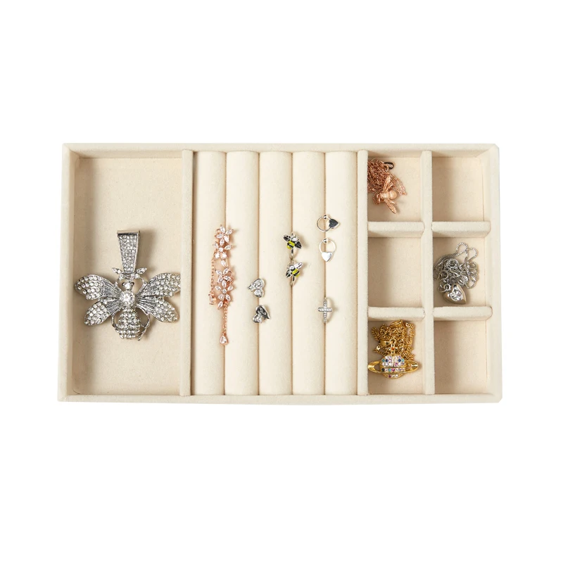 Sieraden Organizer Fluwelen Sieraden Opbergblad Display Ring Armband Ketting Opbergdoos Vitrine Lade Organizer Trays