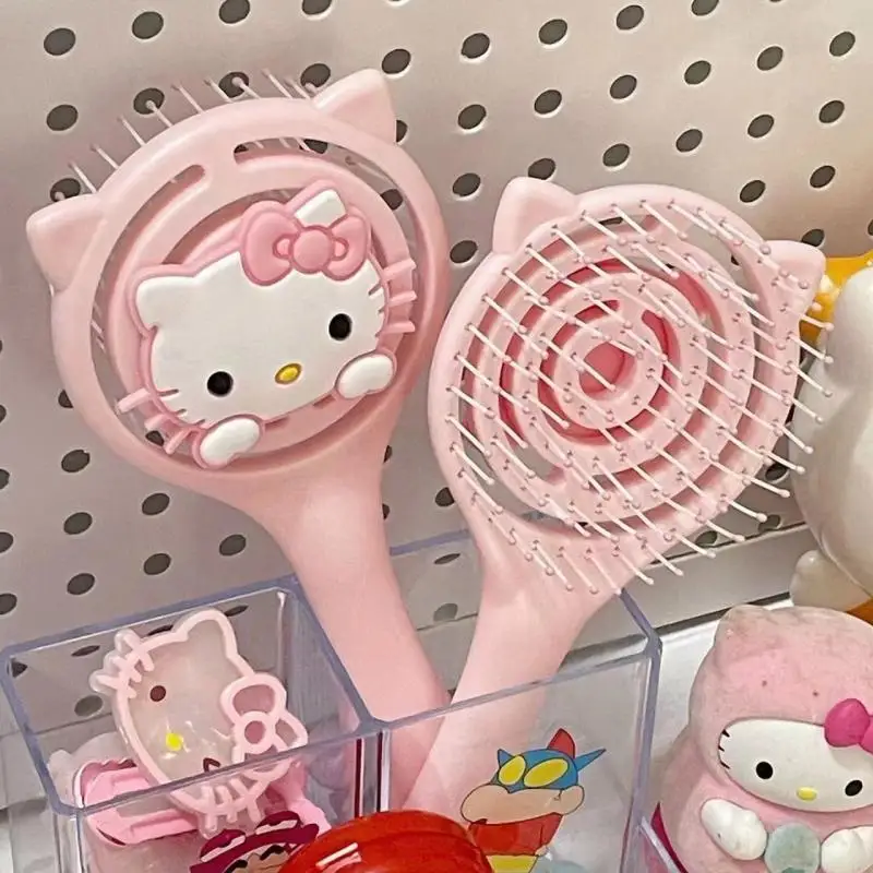 Sanrio Hello Kitty Massage Comb Kitty Fluffy Style Kawaii Long Handle Cute Cartoon Portable Comfortable Accessories Girl Gifts