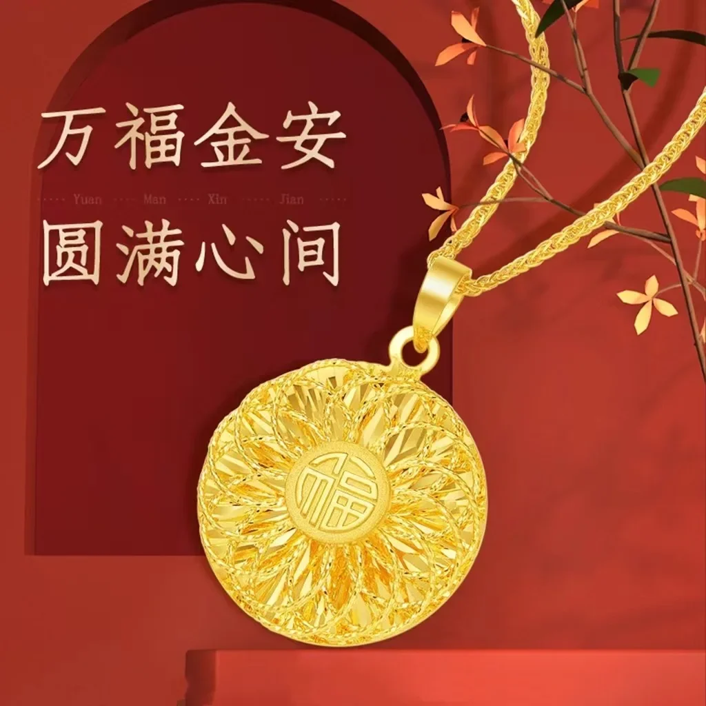 EternaGold  Luxury 24K real gold Complete Pendant au9999 Exquisite fashion design hollow-out women's necklace