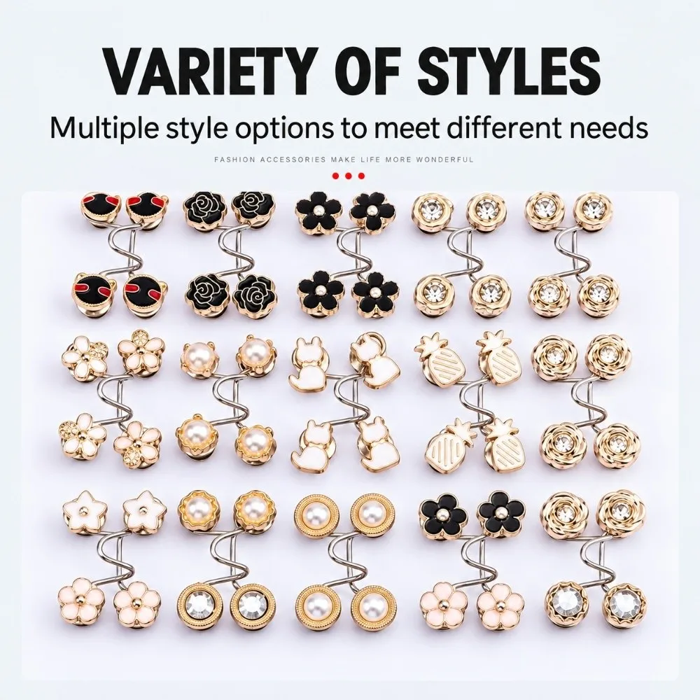 1 Pair Convenient No Sewing Required Waist Tightener Alloy Detachable Pant Waist Clips Reusable Waist Buttons Pins Jeans Pants