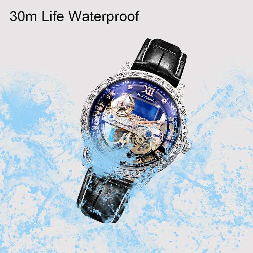 Fashion Mechanical Wristwatch Men\'s Luxury Brand Automatic Casual Watch Men\'s Sports Leather Waterproof Clock 2023 Renoj Hombre