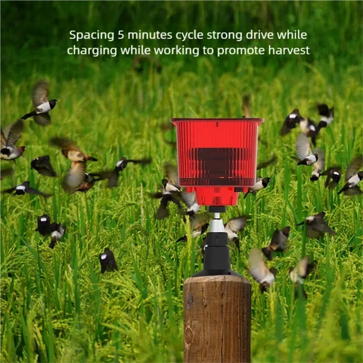 Solar Powered Alarm Light Bird Animal Repllent Motion Sensor Detector Siren Strobe For Home Orchard Farm-A74Z