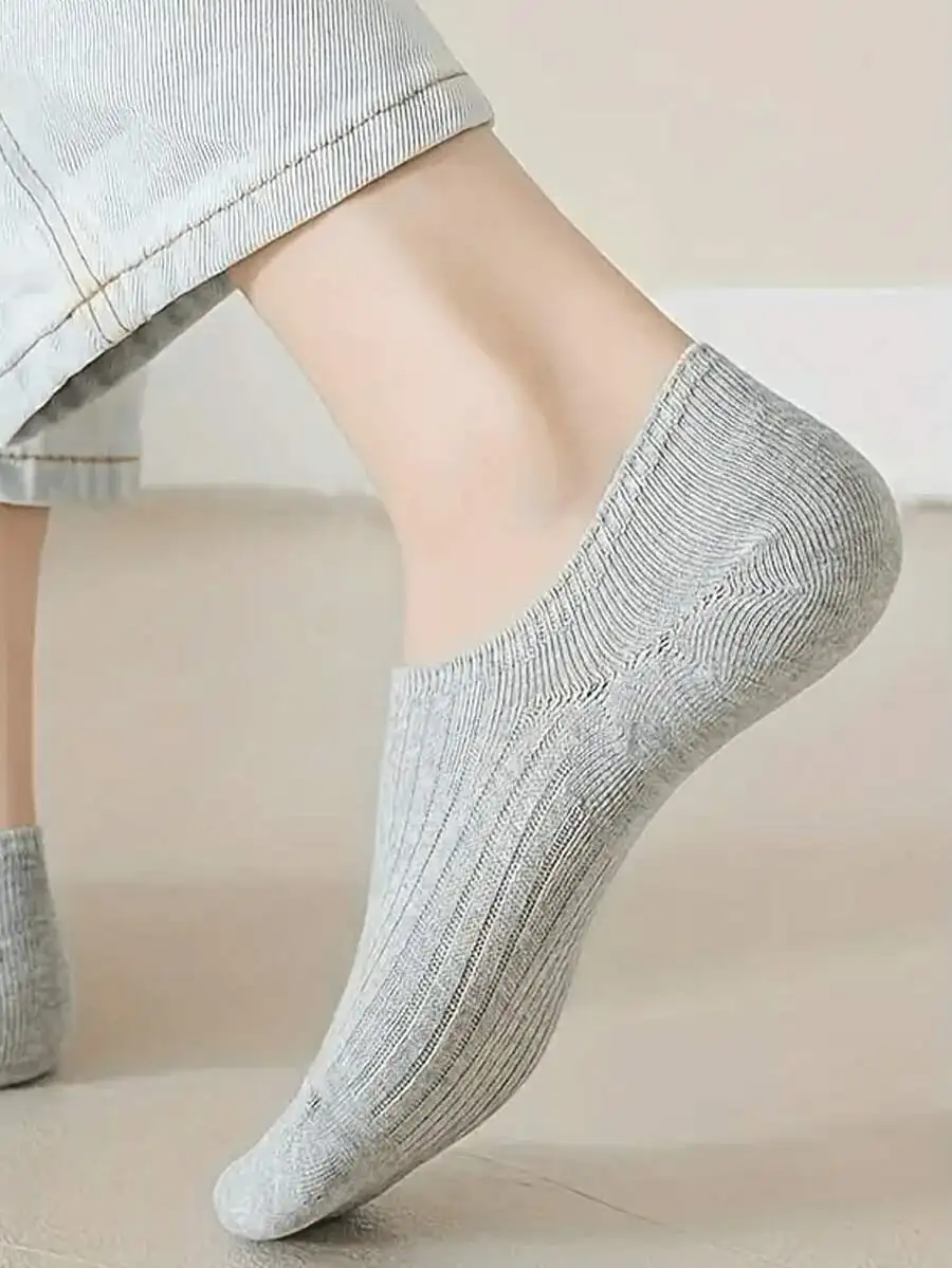 

Minimalist Solid Color Striped Boat Socks Comfortable Breathable Womens Low Cut Socks