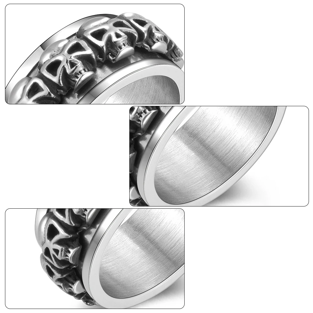 

1Pcs Skull Ring Retro Vintage Halloween Festival Stylish Punk Metal Ring Gift for Men Women Creative Unique Accessories